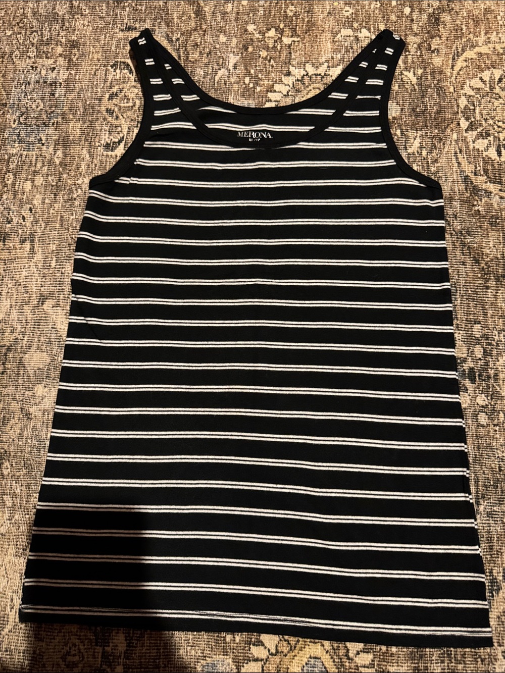 Merona Black and White Striped Tank Top - XL